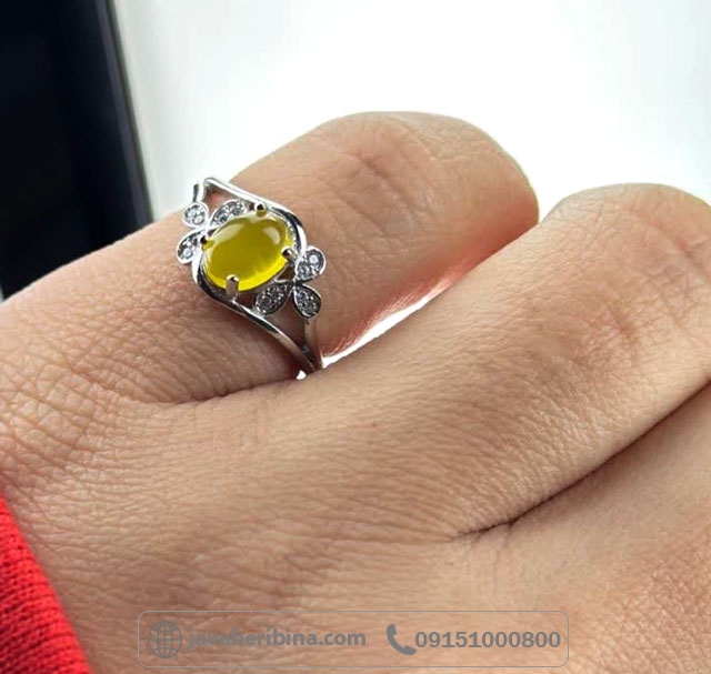 انگشتر عقیق شرف الشمس نقره زنانه با سایز نگین 5*7 _کد:35388