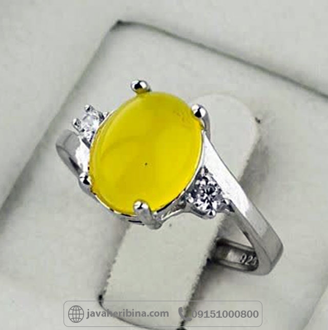 انگشتر عقیق شرف الشمس نقره زنانه سایز نگین 8*10 _کد:35390