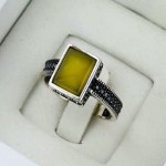 انگشتر عقیق شرف الشمس نقره مردانه میکروستینگ با سایز نگین 8*10 _کد:35392