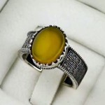 انگشتر عقیق شرف الشمس نقره مردانه میکروستینگ با سایز نگین 10*12 _کد:35395