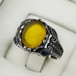 انگشتر عقیق شرف الشمس نقره مردانه میکروستینگ سایز نگین 10*12 _کد:35396