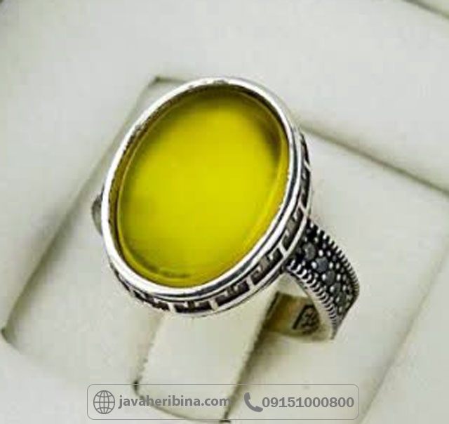 انگشتر عقیق شرف الشمس نقره مردانه میکروستینگ سایز نگین 12*16 _کد:35398