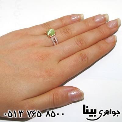 انگشتر سنگ ماه (مون استون) سبز بهسا زنانه