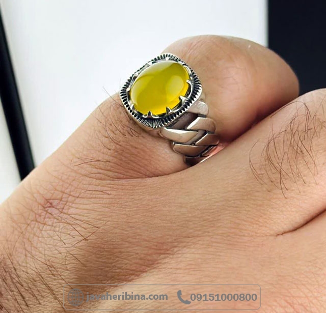 انگشتر عقیق شرف الشمس نقره مردانه رولکسی با سایز نگین 10*12 _کد:35403