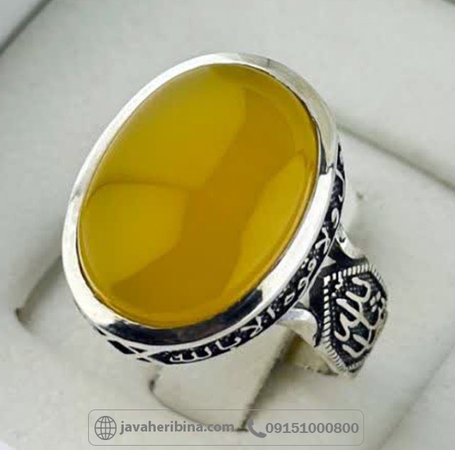 انگشتر عقیق شرف الشمس نقره مردانه درشت با سایز  نگین 15*20 _کد:35406