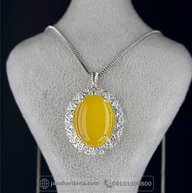 گردنبند عقیق شرف الشمس طلاروس رنانه درشت سایز 18*25 _کد:35410
