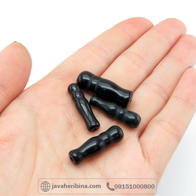 تسبیح سنگی شیخک عقیق سیاه _کد:35453