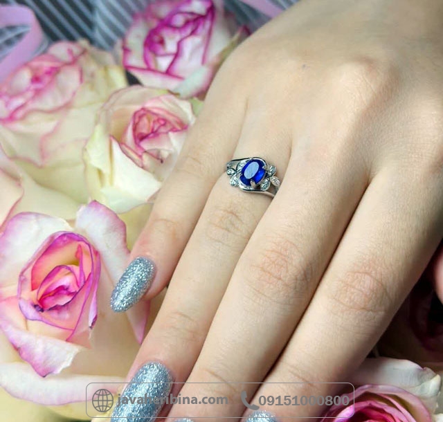 انگشتر یاقوت کبود آفریقایی نقره زنانه _کد:35475