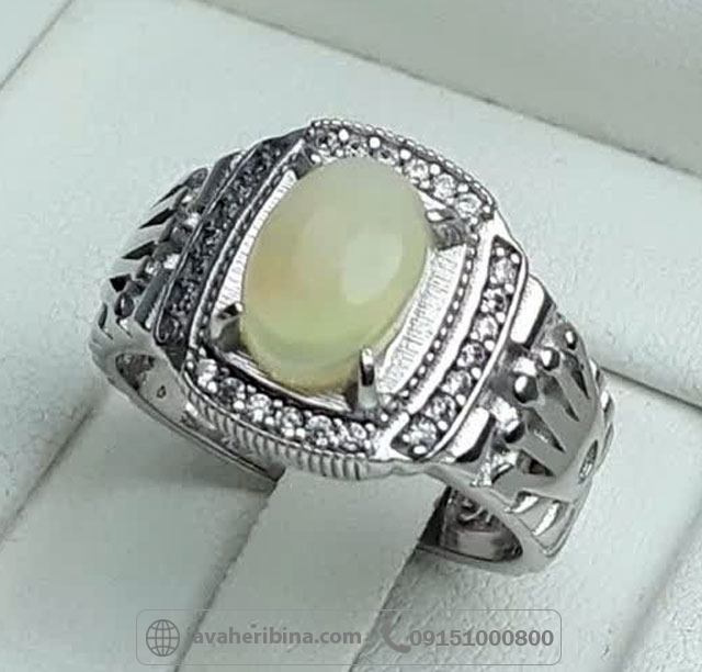 انگشتر اوپال نقره مردانه طرح رولکسی _کد:35489