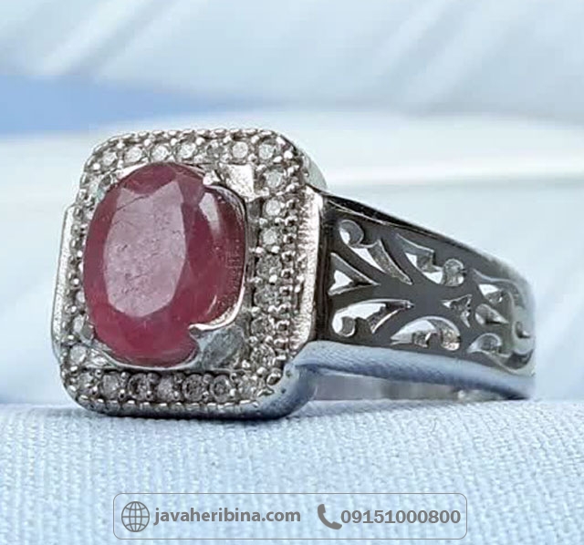 انگشتر یاقوت سرخ نقره مردانه زیبا _کد:35493