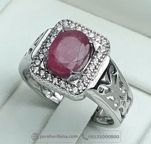 انگشتر یاقوت سرخ نقره مردانه زیبا _کد:35493