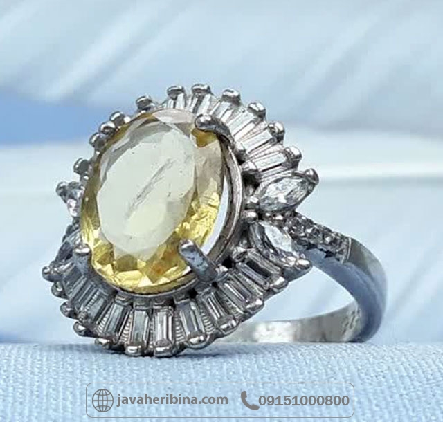 انگشتر سیترین نقره زنانه خوش رنگ _کد:35499