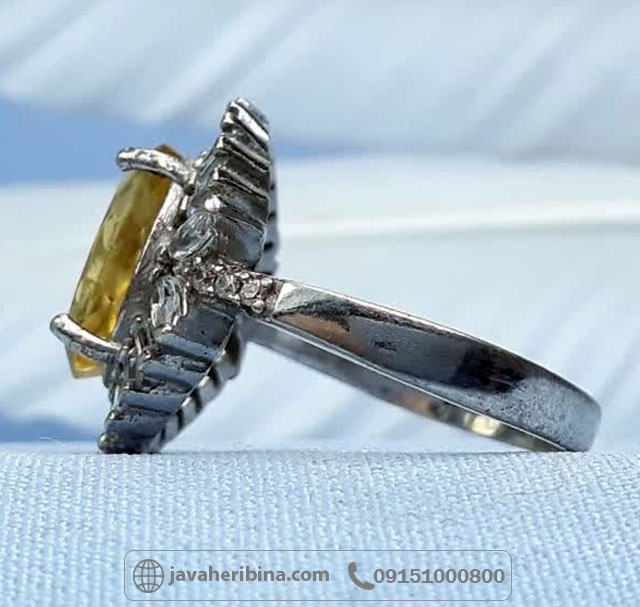 انگشتر سیترین نقره زنانه خوش رنگ _کد:35499