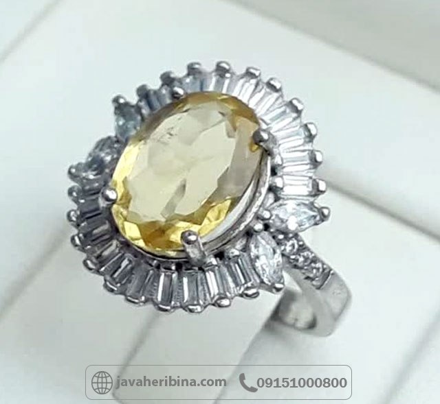 انگشتر سیترین نقره زنانه خوش رنگ _کد:35499