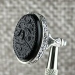 انگشتر عقیق سیاه (اونیکس) نقره مردانه با حکاکی یا زهرا _کد:۳۵۵۰۴