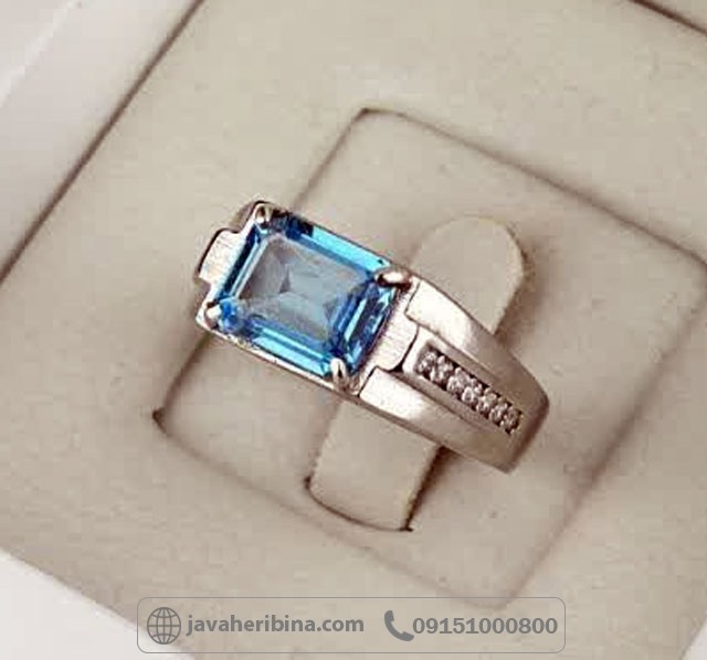 انگشتر توپاز سوئیس بسیار خوشرنگ و زیبا مردانه _کد:35508
