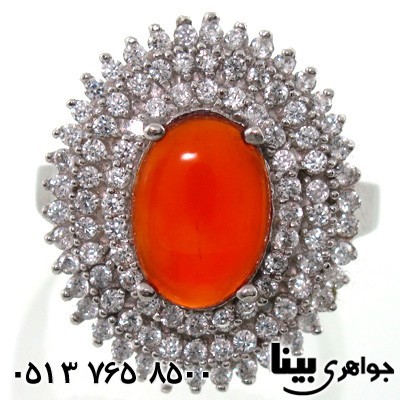 انگشتر عقیق یمنی طرح شمسه درشت زنانه