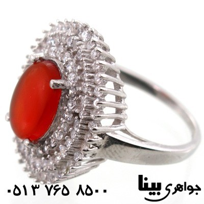 انگشتر عقیق یمنی طرح شمسه درشت زنانه