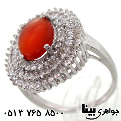 انگشتر عقیق یمنی طرح شمسه درشت زنانه