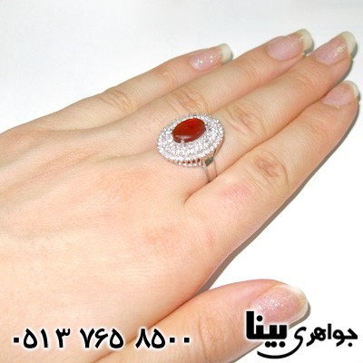 انگشتر عقیق یمنی طرح شمسه درشت زنانه