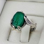 انگشتر عقیق سبز نقره مردانه با حکاکی علی _کد:35516