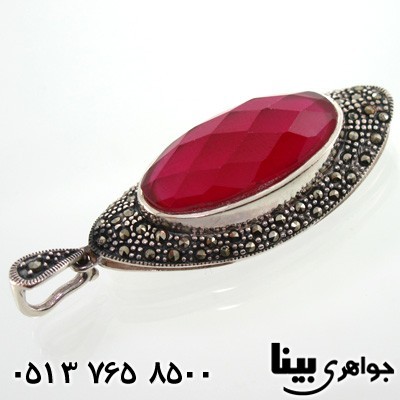 گردنبند یاقوت سرخ و حدید طرح منظومه درشت زنانه