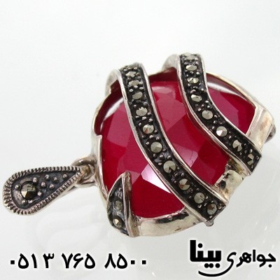 گردنبند یاقوت سرخ و حدید طرح قلب درشت زنانه