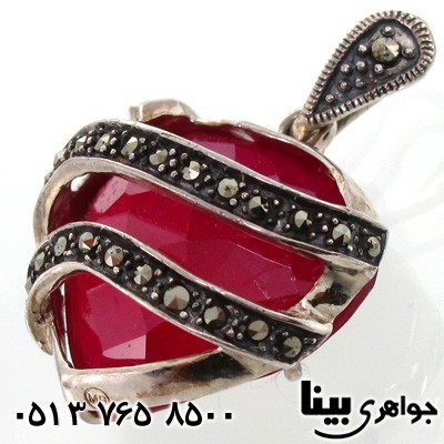 گردنبند یاقوت سرخ و حدید طرح قلب درشت زنانه