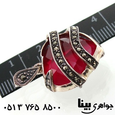 گردنبند یاقوت سرخ و حدید طرح قلب درشت زنانه