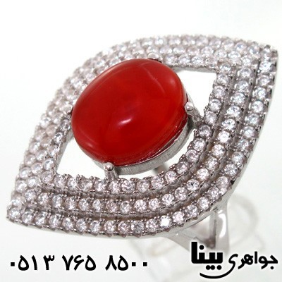 انگشتر عقیق یمنی طرح چشم درشت زنانه