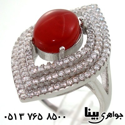 انگشتر عقیق یمنی طرح چشم درشت زنانه