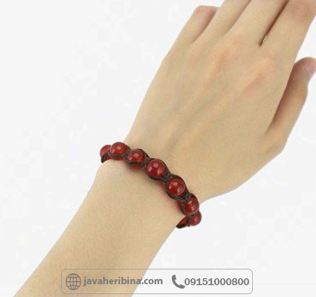 دستبند عقیق قرمز خوش رنگ و زیبا _کد:35599