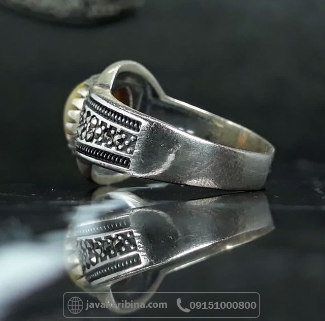 انگشتر اوپال نقره مردانه با مخراج نگین مارکازیت _کد:35607