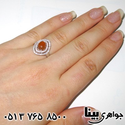 انگشتر عقیق یمنی لوزی زنانه