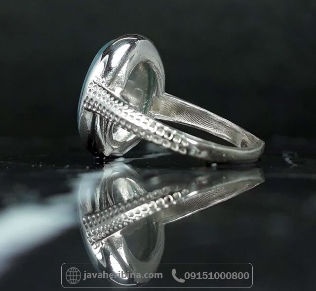 انگشتر عقیق آبی دورنگ با حکاکی یا رقیه _کد:35610