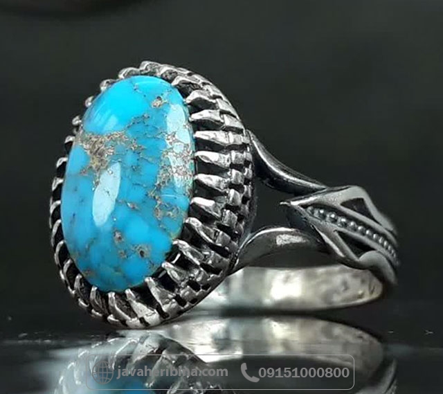 انگشتر فیروزه نیشابوری نقره مردانه _کد:35617