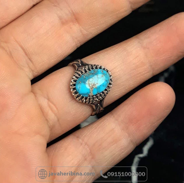 انگشتر فیروزه نیشابوری نقره مردانه _کد:35617