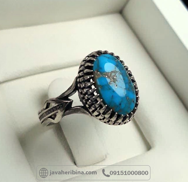 انگشتر فیروزه نیشابوری نقره مردانه _کد:35617