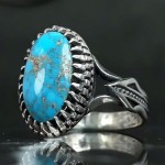 انگشتر فیروزه نیشابوری نقره مردانه _کد:35617