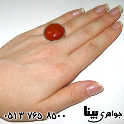 انگشتر عقیق قرمز دایره درشت کلاسیک زنانه