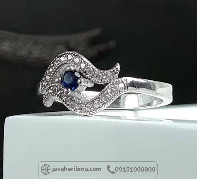 انگشتر نقره طرح یاقوت کبود بسیار زیبا _کد:35624