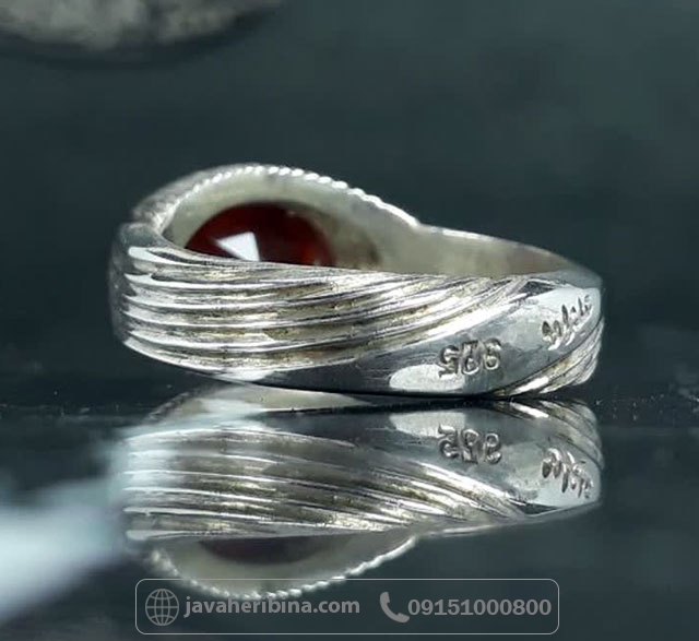 انگشتر عقیق یمنی سرخ الماس تراش دست ساز و فاخر _کد:35626