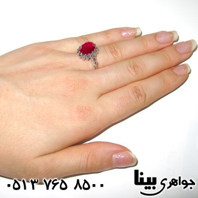 انگشتر یاقوت سرخ و حدید طرح دلبر زنانه