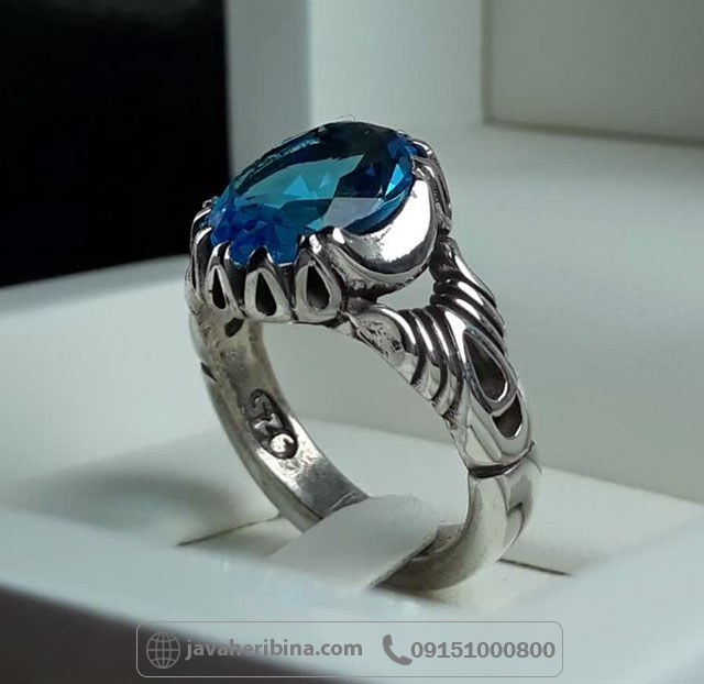 انگشتر توپاز نقره مردانه زیبا _کد:35633