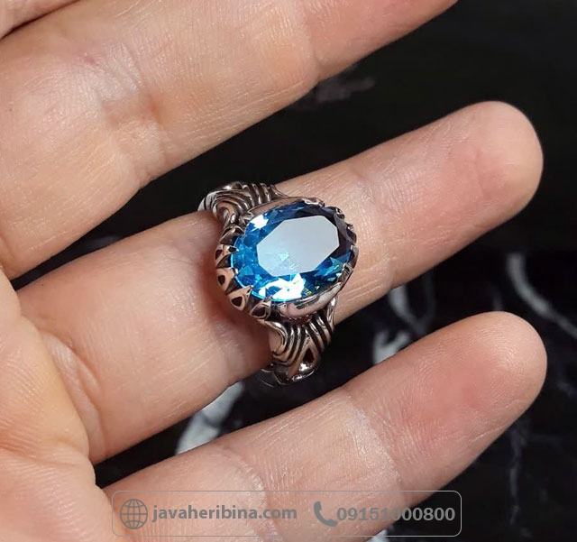 انگشتر توپاز نقره مردانه زیبا _کد:35633
