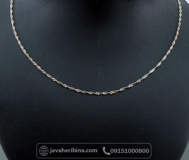 زنجیر نقره طرح دیسکو ایتالیایی با روکش طلایی _کد:35643