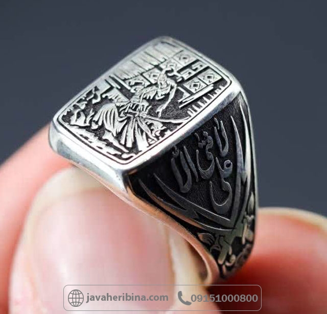 انگشتر نقره خیبر با طرح رکاب شمشیر ذوالفقار _کد:35662