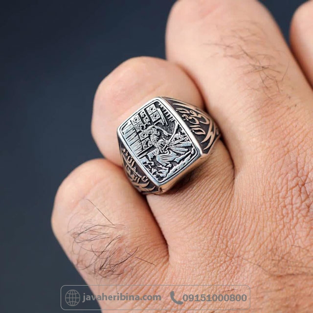انگشتر نقره خیبر با طرح رکاب شمشیر ذوالفقار _کد:35662