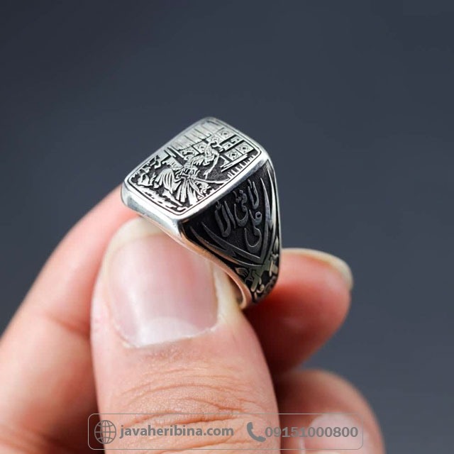 انگشتر نقره خیبر با طرح رکاب شمشیر ذوالفقار _کد:35662