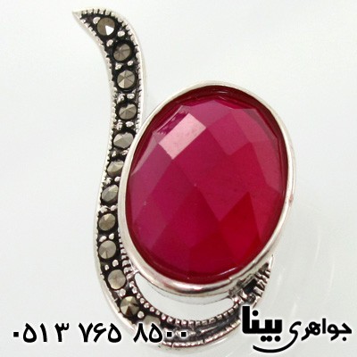 گردنبند یاقوت سرخ و حدید بیضی درشت زنانه